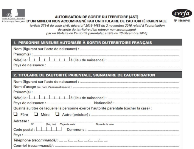 Cerfa 15646 Autorisation Sortie Territoire www.labyrintheducorsaire.com